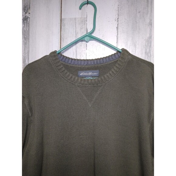 Eddie Bauer Men's TXL Army Green Crewneck Sweater - Picture 2 of 7